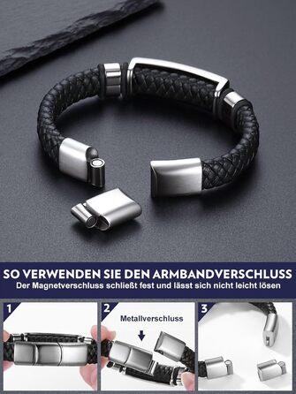 Браслет шкіряний чоловічий Bandmax Mjölnir/Череп/Масонство, з магнітною застібкою, сріблястий, 23 см