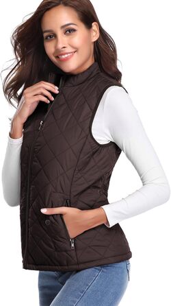 Жіноча жилетка Fuinloth, осіння, легка, стеганий жилет, без рукавів, куртка, короткий жилет, гільє, XXL, шоколадного кольору