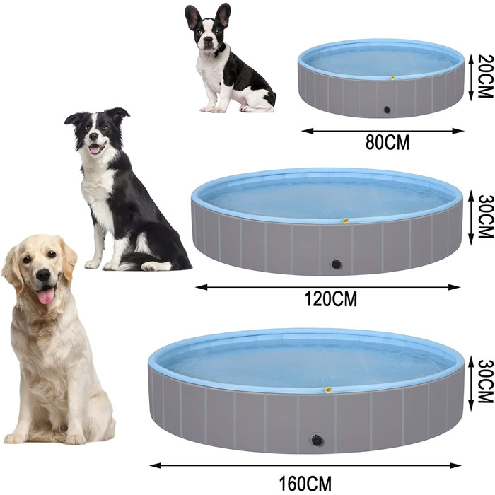 EUGAD Splash Pool for Medium-Sized Dogs, Foldable Dog Pool, Non-Slip Dog Bathtub, Water Pool with Sprinklers, Light Blue and Light Gray, 120x30cm 0018GYYC