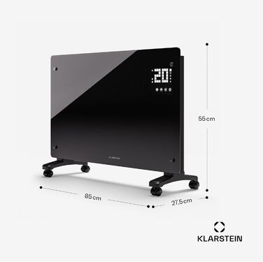 Klarstein Electric Heater, 1500 W Convector Heater, Freestanding & Wall Mounting, Energy-Saving Electric Heater with App Control & Castor Wheels, Electric Heater, Electric Radiator with Thermostat