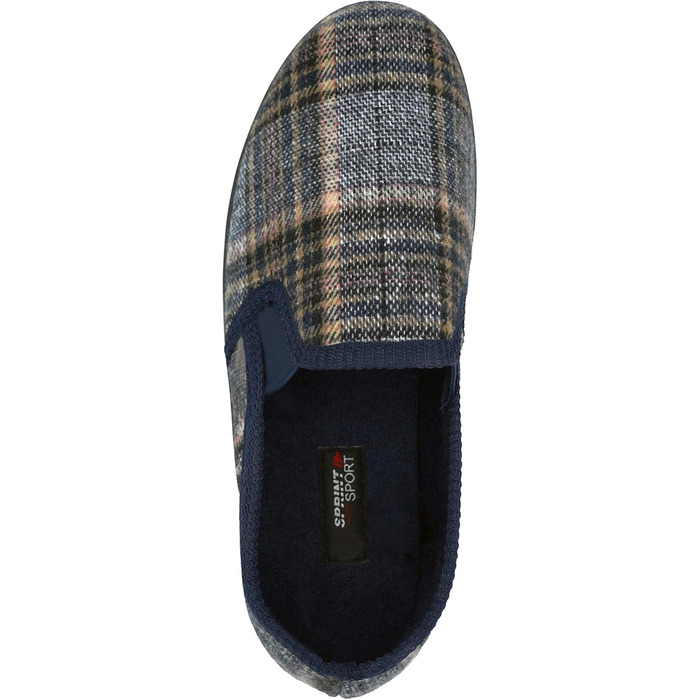 Чоловічі домашні тапочки в клітинку | Зручні капці для чоловіків з антиковзкою підошвою | Легкі та теплі сліпони для дому в класичному дизайні з фетру | Колір: сірий та інші (47 EU, сірий блакитний)