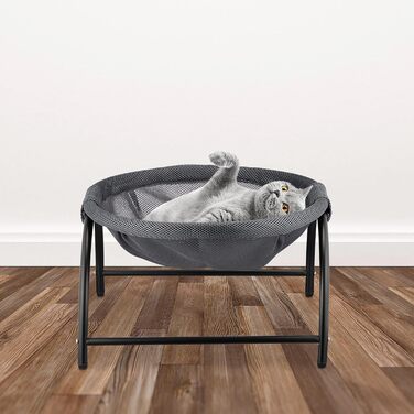 Крісло-гамак для кота Relaxdays, стояче, підняте, 25 x 44 x 42 см, темно-сірий/чорний