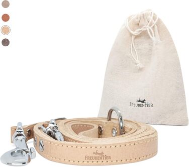 2m Dog Leash made from certified leather - Adjustable training lead - Handmade in EU - Dog Leash for large, medium & small dogs - Leather leash (25mm wide) (16mm width, Sand)