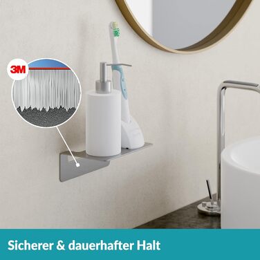 WEISSENSTEIN Badablage without Drilling from Stainless Steel - Self-adhesive Shelf for the Bathroom - 14 x 9.5 x 5 cm