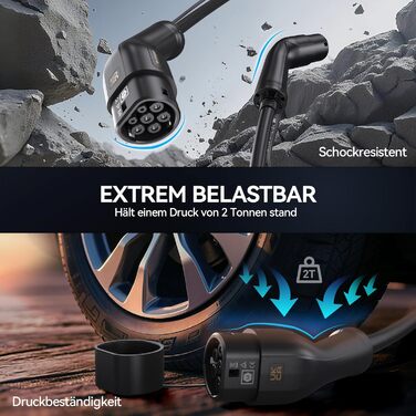 Кабель зарядки для електромобіля Typ 2 (22kW, 32A, 5м) 3-фазний, з сумкою, сумісний з Tesla, VW ID.3/4, e-Golf та іншими EV