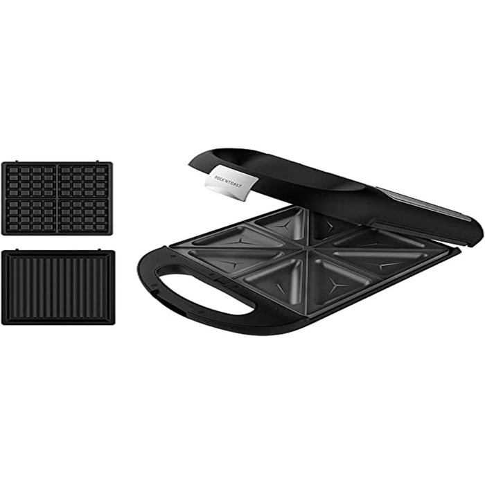 Сендвічниця Cecotec Rock'nToast Family Waffle: 1500W, 4 вафлі, антипригарне покриття, 180° поворот, швидкий нагрів, нержавіюча сталь, індикатор температури, рівномірне підсмажування, 3 змінні пластини