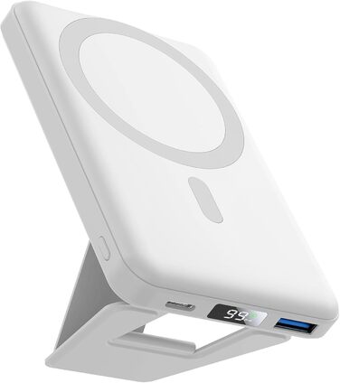 Power Bank AOGUERBE 10000mAh з LED дисплеєм та MagSafe, 22.5W, білий