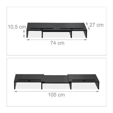 Relaxdays Monitor Stand for 2 Monitors