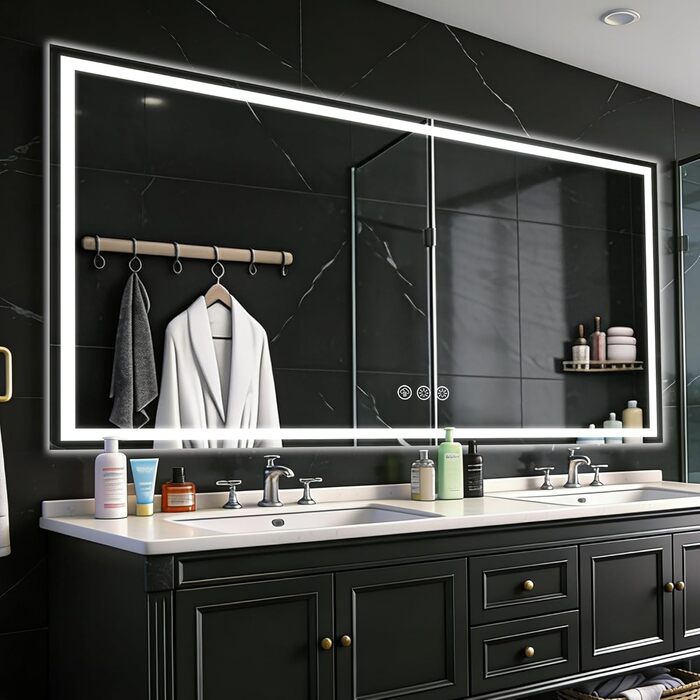 Дзеркало для ванної кімнати 50x70 см з підсвічуванням LED, антизапарник, диммер, 3 кольори світла