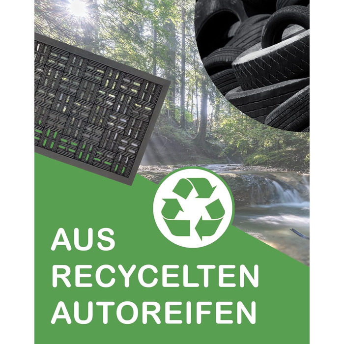 Гумовий килимок для вулиці DILUMA Matador 45x75 см, міцний грязезахисний килимок-ганз із антиковзаючим покриттям для вхідних дверей