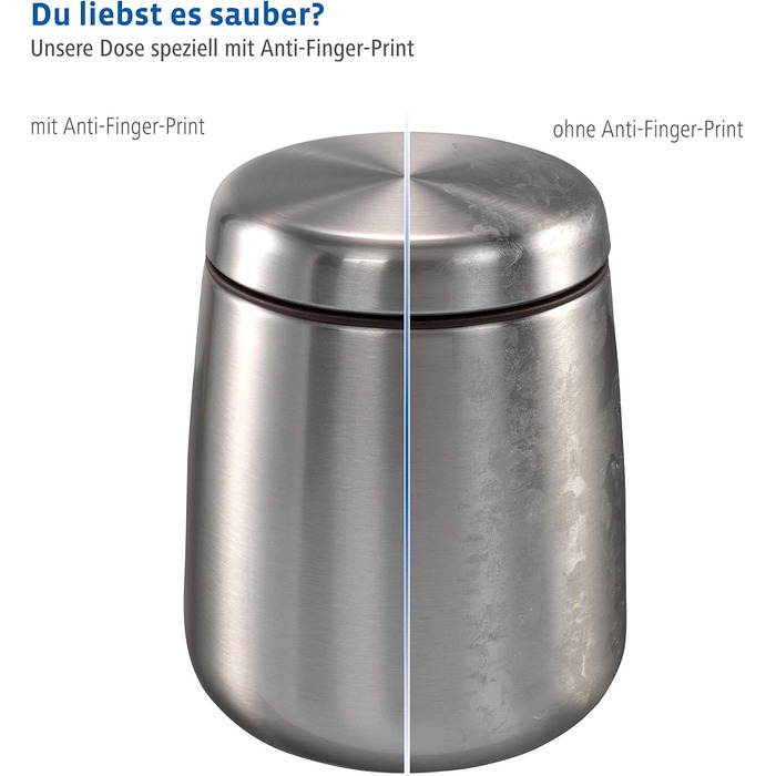 Stainless Steel Coffee Canister 500g (airtight stainless steel canister including magnetic measuring spoon in the lid, anti-fingerprint coffee container, coffee box for storing 500g of ground coffee/beans) silver