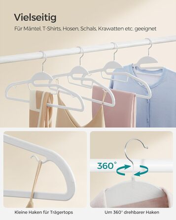 Плечики для одягу SONGMICS, 20 шт., пластикові, з поворотним гачком, 41.5 см, сірі