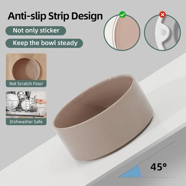 Нержавійна керамічна миска для собак великих порід, 1800 мл, колір коричневий кава