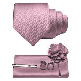 Подарунковий набір краватки JEMYGINS з твіду (темно-рожеве золото) для вечірок, бізнесу та весілля. Включає краватку, нагрудну хустинку, краваттятову шпильку та запонки.