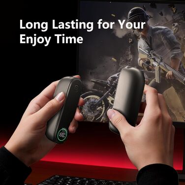 Електричний грієчка для рук та кишеньковий грієчка 10000mAh 2-в-1. Магнітний, 3 режими нагріву. Для активного відпочинку, кемпінгу, подарунок. Металевий сірий.