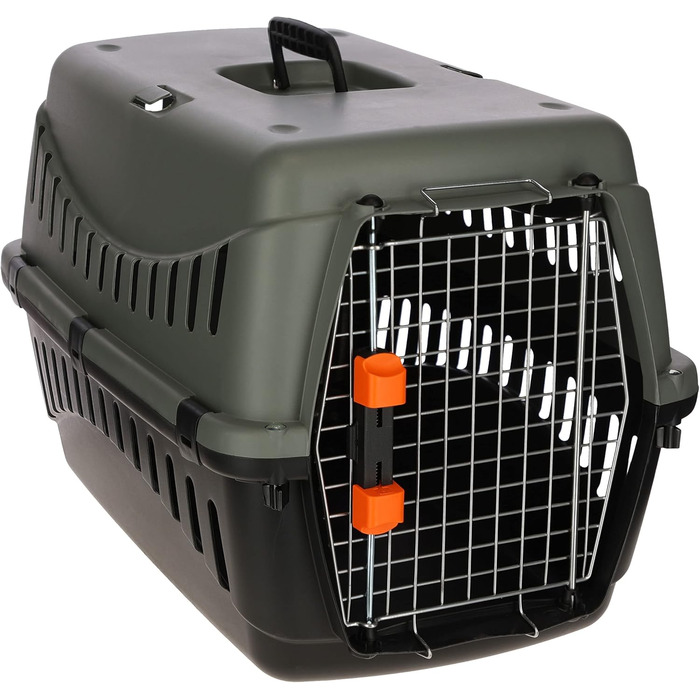 KERBL Eco Transport Box - Recycled Plastic Pet Carrier with Water Bowl - 70x50x51.5cm & 60x40x38.5cm