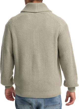 Чоловічий кардиган Indicode INBrandox з коміром-шарфом та ґудзиковою застібкою | Дрібний в'язаний кардиган для чоловіків, колір Stone