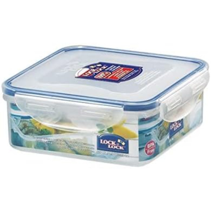 Lock & Lock HPL823 Food Storage Container, Square, 870 ml, 6 Pieces