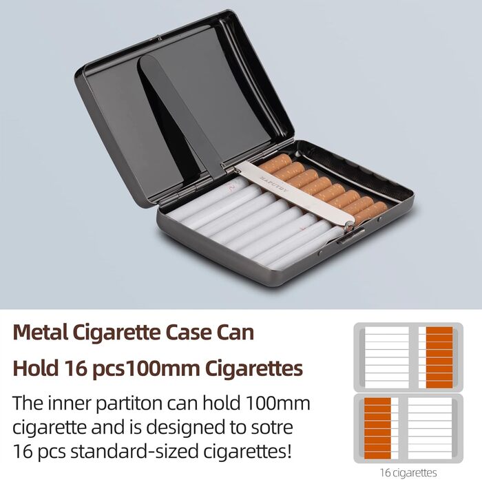 Металеве сигаретне пенал у формі серця Rosegold для 20 сигарет, відкритий двосторонній, для жінок, подарунок на день народження/Новий рік