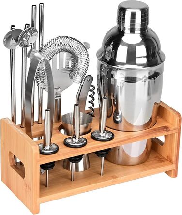 Професійний шейкер для коктейлів Lychee з нержавіючої сталі (12 предметів) / Набір шейкерів для коктейлів преміум-класу / 550 мл