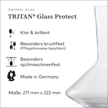 Декантер для червоного вина Zwiesel Glas Pure, 1 шт, елегантний графин з технологією Drop Protect, кришталеве скло Tritan®, вироблено в Німеччині