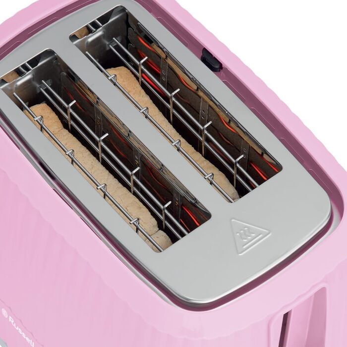 Тостер Russell Hobbs Eden з 2-ма відділеннями, 6 рівнів підсмажування, підігрів, розморожування, стоп-функція, крихтозбірник, підставка для бургерів, 27374-56 (полуниця)