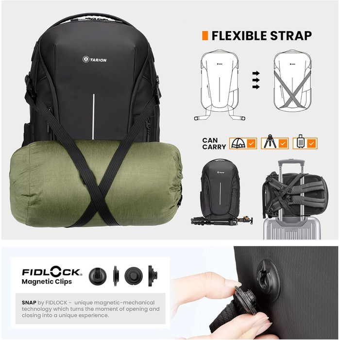Рюкзак для фотокамери TARION 3-в-1: водонепроникний, для DSLR/зеркальної камери з відділом для ноутбука 15,6