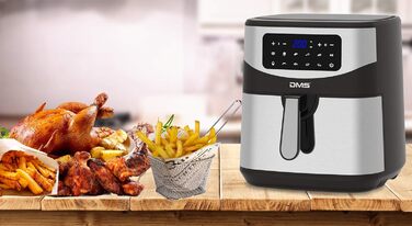 Фритюрниця DMS XXXL 7 літрів: фритюрниця, духовка, гриль, Cooker, без олії, 10 програм, цифровий дисплей, 1800 Вт, таймер, HF-7S