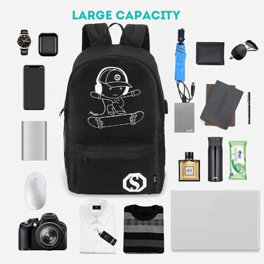 Шкільний рюкзак для хлопчика BSTcentelha з USB-портом та зарядкою, чорний