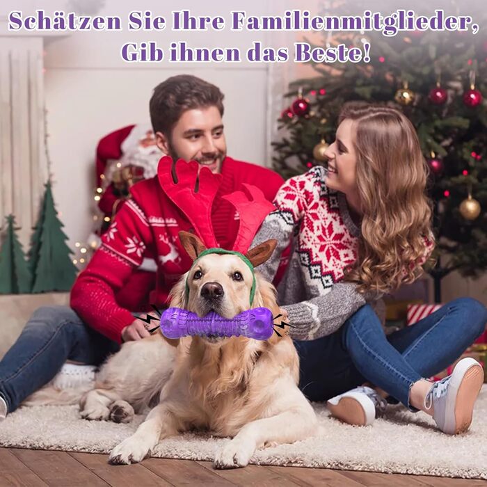 HETOO Dog Toy, Indestructible, Durable, Squeaky, Chew Toy for Aggressive Chewers, Large and Medium Dog Breeds, Dental Care (Large, Purple Gray)