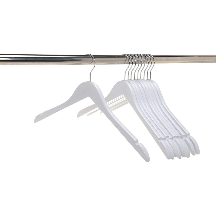 Дерев'яні вішаки для одягу Quality Hangers, напіввигнуті плічка з масиву дерева з поворотним гачком для піджаків та суконь, білі, 20 шт.