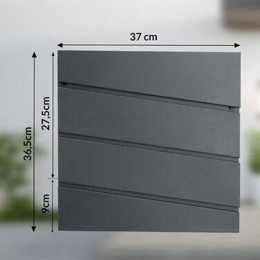 Поштовий ящик Monzana XXL з газетницею, оглядовим вікном, замком (2 ключі), сталь, антрацит. Легкий монтаж