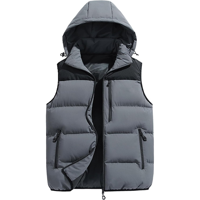 Чоловіча зимова жилетка AIEOE для активного відпочинку, тепла термо-жилетка з капюшоном, сіра, розміри EU S-XL