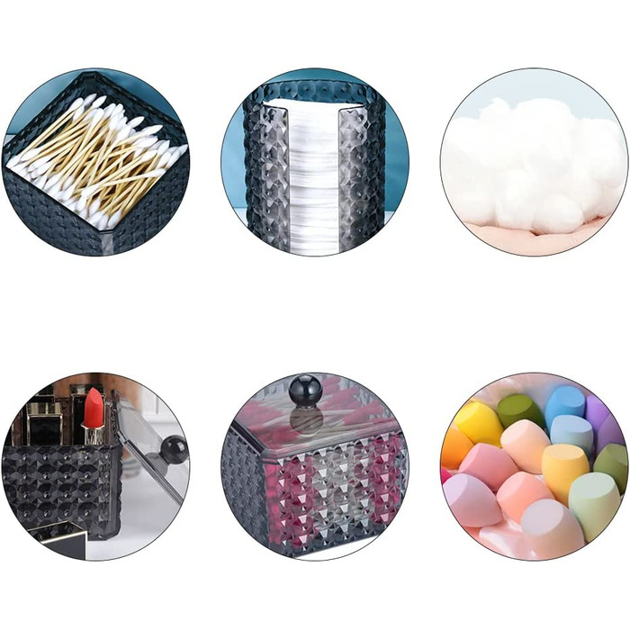 Pamtns Wattpadspender 2 Pack Cotton Swab Holder Cotton Swab Storage with Lid Cotton Pad Holder Storage Glass Made of Plastic Cotton Pads Organizer Storage Bathroom