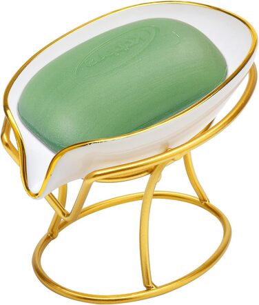 Миска для мила з отвором для стоку, тримач для мила в душ, полиця для мила у формі листка, вінтаж, декор для кухні, ванної кімнати, душу, умивальника (білий)