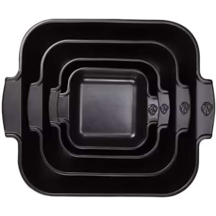 Керамічна квадратна форма для запікання Peugeot Appolia з ручками, 28x28 см, 2 л, біла/сатин чорна