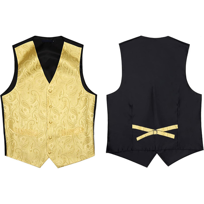 Жовтий жилет для костюма Enlision з паєтками Paisley, краватка та нагрудна хустинка - комплект для весілля та свят