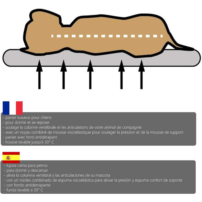 Ортопедична лежанка для собак Diluma Benji - лежанка для тварин з знімним чохлом - лежанка для собак Беж - 100 x 65 x 10 см (L, S 72 x 50 x 8 см)