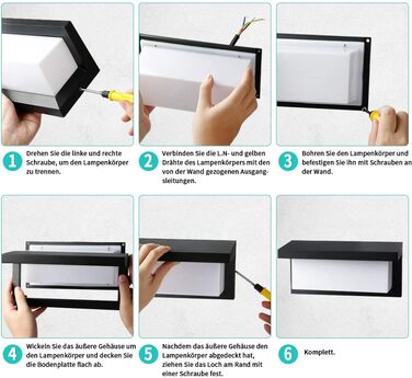LED вуличний світильник BENMA 18W, IP65, тепле світло 3000K, алюміній, прямокутний | для саду, фасаду, гаража