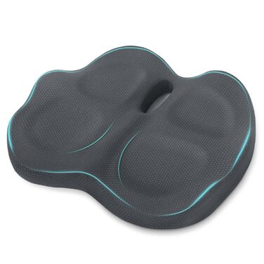 Ортопедична подушка для сидіння з Memory Foam: для офісного крісла, авто, інвалідного візка. Зняття навантаження на куприк, комфорт, нековзний низ (Сірий)