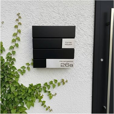Поштова скринька Metzler G антрацит RAL 7016, з гравіюванням та табличкою з нержавіючої сталі, настінний монтаж, 37x37x10.5 см