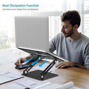 Adjustable Aluminum Laptop Stand - Ventilated Laptop Holder for 10-17 inch Laptops - Compatible with MacBook, Dell, HP, Samsung, Acer