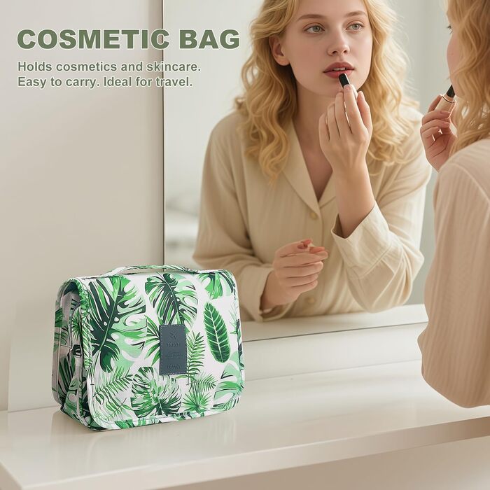 Косметичка для подорожей, чоловіча, зелена, з ручкою, з кількома відділеннями