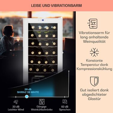 Витримайте вино як професіонал: Холодильник для вина Klarstein, 74 літри, 28 пляшок, з дверцятами зі скла, для дому та вулиці