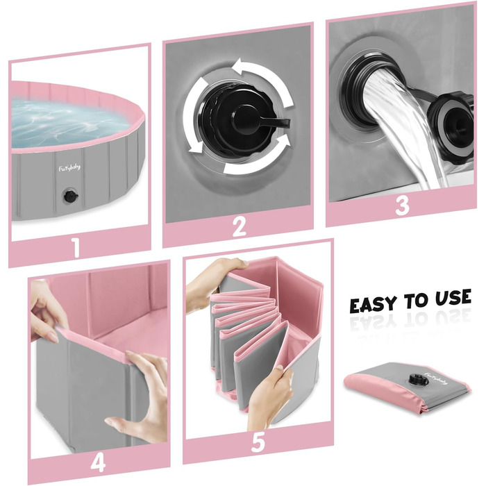 Foldable Dog Pool for Dogs, Dog Cushion Pool, Portable, for Dog Bathing, Plastic, Large, Hard, Kiddie Pool (Pink, 100 x 30 cm)