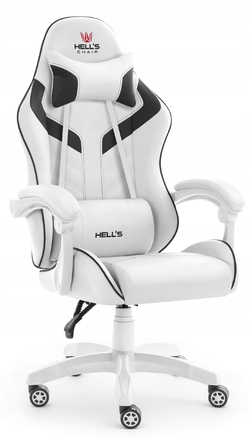 Ігрове офісне крісло Hell's Chair HC-1007 2.0 White, екошкіра