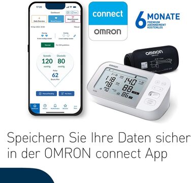 Тонометр OMRON X7 Smart - автоматичний, для вимірювання артеріального тиску на плечі | Переможець Stiftung Warentest 11/23 | Виявлення фібриляції передсердь (AFib) | Клінічно перевірений - підходить для діабетиків | з безкоштовним додатком для смартфона |