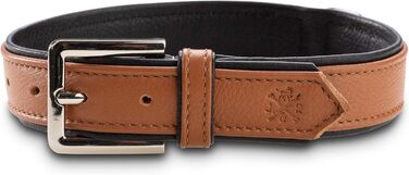 Преміум шкіряний нашийник для собак Jack Russell Lilly - нашийник з натуральної шкіри Kalbleder (S, Коричневий/Чорний) - розмір S, обхват 32-39,5 см