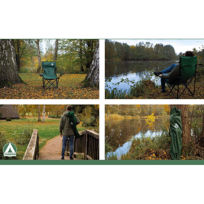 Складний кемпінговий стілець Zamper 150 кг з підсклянником та подушкою для риболовлі та кемпінгу