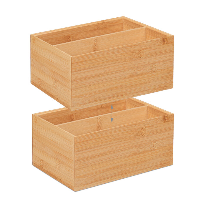 Relaxdays Bamboo Storage Box with 2 Compartments